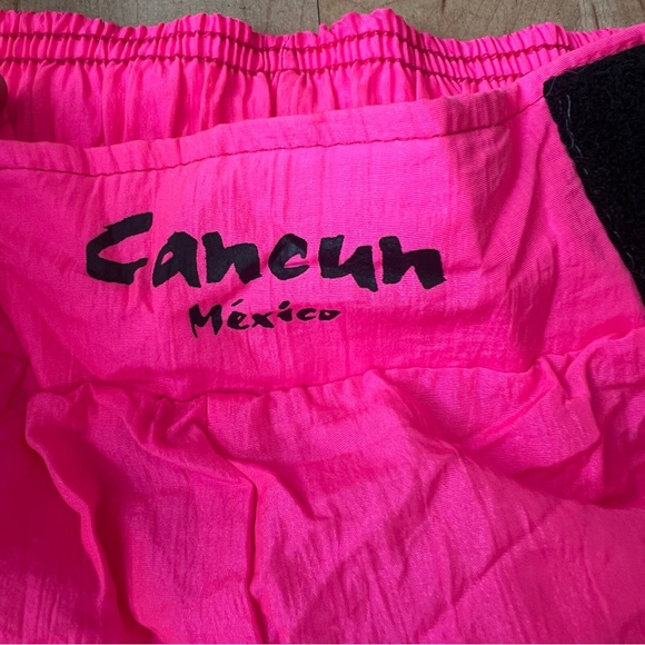 Vintage 80s 90s Neon Pink Cancun Nylon Velcro Dolphin Shorts - Picture 3 of 9